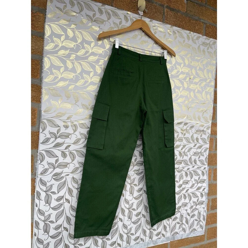 The Frankie Shop Green Cargo Pants | XS 100% Cotton Utilitarian Trousers